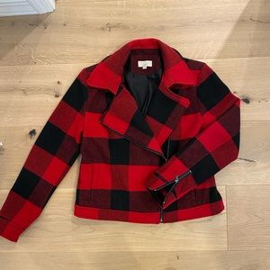 Buffalo plaid moto jacket
